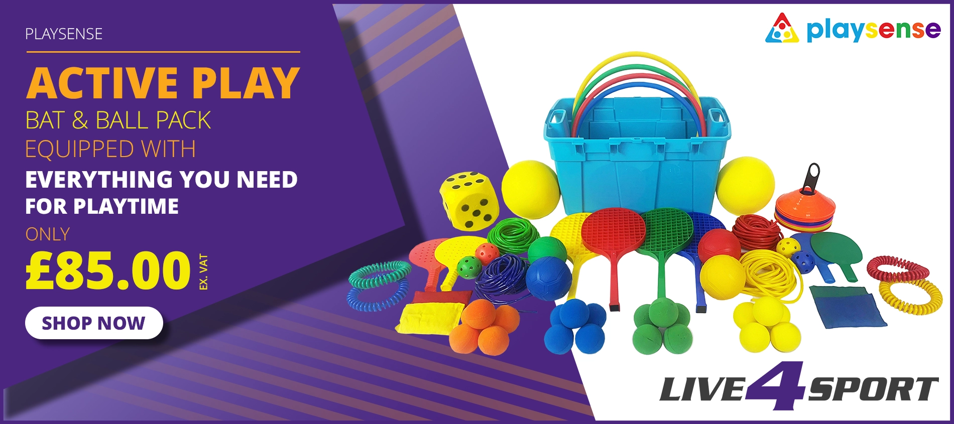 Active Play Bat & Ball Pack equipped with everything you need for playtime.