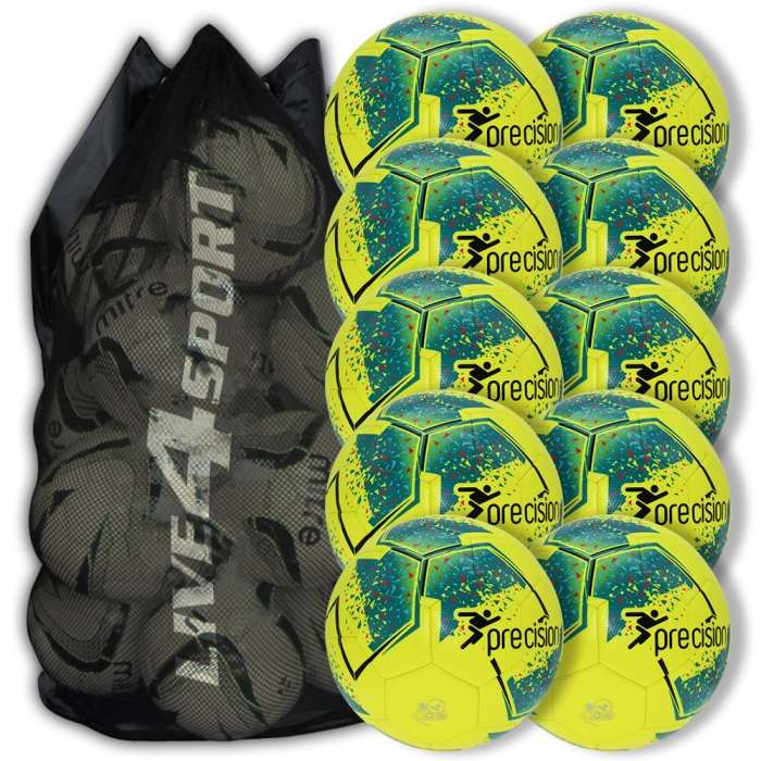 Fusion Football - Fluo Yellow/Teal 10 Ball Deal Plus FREE Bag